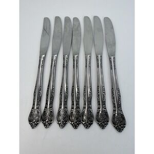 Stanley Roberts DYNASTY Stainless 5 Petal Flower - Set of 7 Dinner Knives